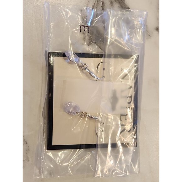 Napier Silver-Tone Drop Earrings With Faceted Crystal Stones - Picture 2 of 5